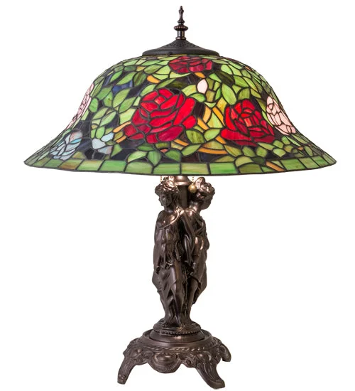 leather table lamps with a distressed texture for a rugged charmleather table lamps with a distressed texture for a rugged charm24"H Tiffany Rosebush Table Lamp