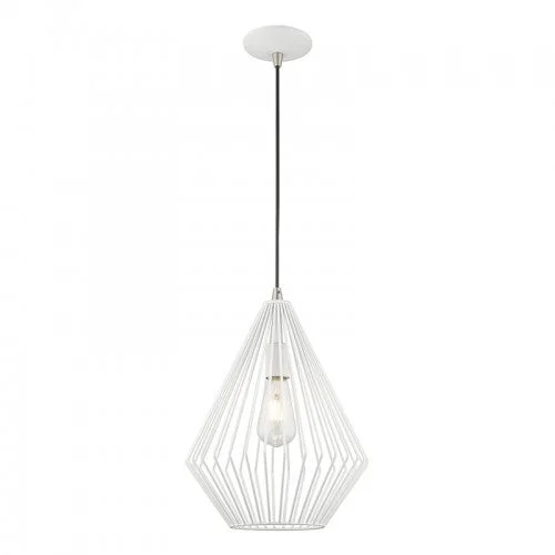 Chandeliers with Metal Frames in Gold FinishChandeliers with Metal Frames in Gold Finish1 Light White Single Pendant