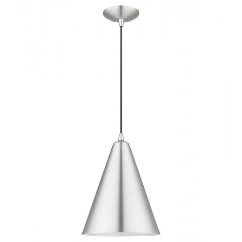 Minimalist Chandeliers for Sleek and Simple InteriorsMinimalist Chandeliers for Sleek and Simple Interiors1 Light Brushed Aluminum Cone Pendant with Polished Chrome Accents