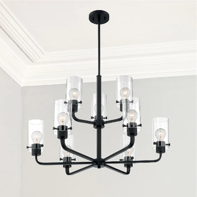 Chandeliers with Venetian Glass for a Luxurious LookChandeliers with Venetian Glass for a Luxurious LookNova Lighting Nine Light Chandelier Sommerset Matte Black - exact size