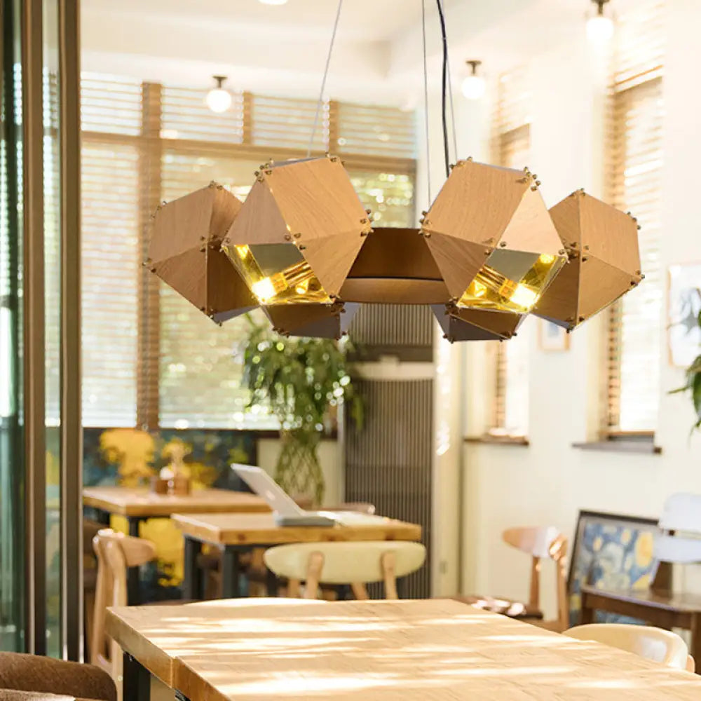 Oversized Chandeliers as a Statement Piece in Living RoomsOversized Chandeliers as a Statement Piece in Living RoomsModernist 6-Head Polyhedron Chandelier: Metallic Pendant Lamp, Dark Wood Finish