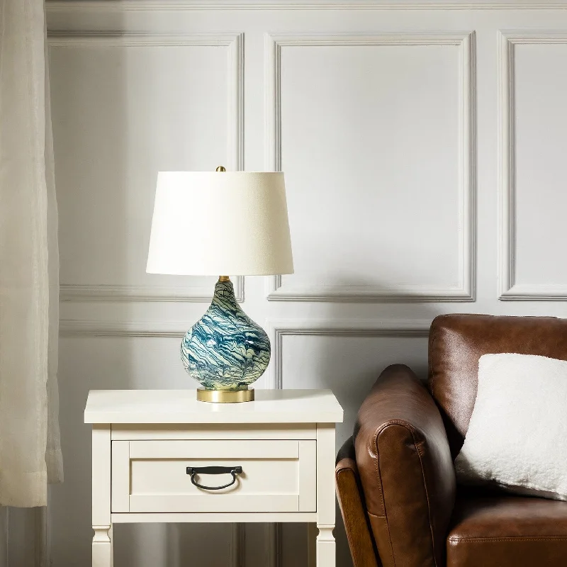 marble table lamps with a luxurious veined pattern for high end decormarble table lamps with a luxurious veined pattern for high end decor20" Modern LED Bedside Table Lamp with Linen Shade and Glass Base