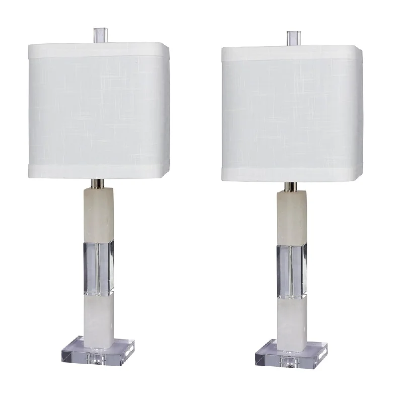 mid century modern table lamps with iconic designs for a stylish studymid century modern table lamps with iconic designs for a stylish studyFangio Lighting's #5152-2PK Pair of 26 in. Stacked Block Table Lamps in a Clear Crystal & Snow Marble Finish