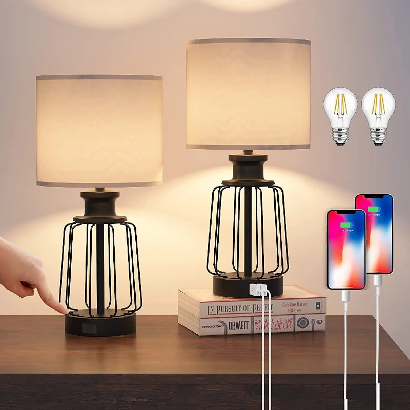 art deco table lamps with geometric shapes for a retro touchart deco table lamps with geometric shapes for a retro touchTouch Control Table Lamp Set of 2, Farmhouse Black Cage Bedside Lamps with 2 USB Ports and Outlets